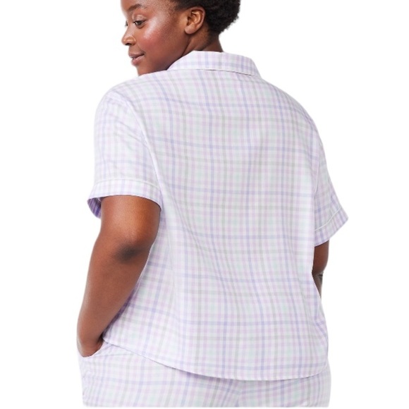 NWT - Women’s Joyspun Woven Notch Collar Pajama Top (Lavender Touch Plaid 3XL) - Picture 8 of 12